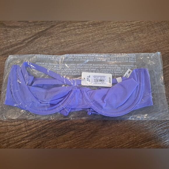 NWT Aerie Smoothez Mesh Unlined Balconette Coverage Bra Purple 32C - Picture 1 of 4